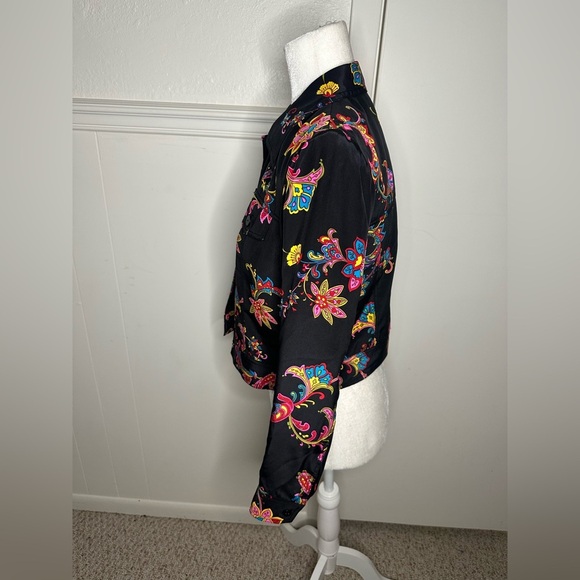 Maggy L Colorful Floral Women's Blazer silk size 4P - Picture 4 of 8